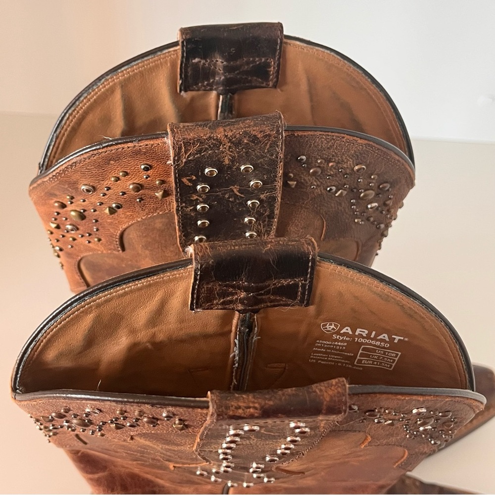 Ariat Rhinestone Cowgirl Sassy Studded Brown Leather Western Boots 10B 10006850 - Picture 8 of 15